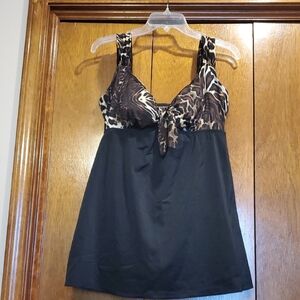 Longitude Black, Animal Print Swim Dress